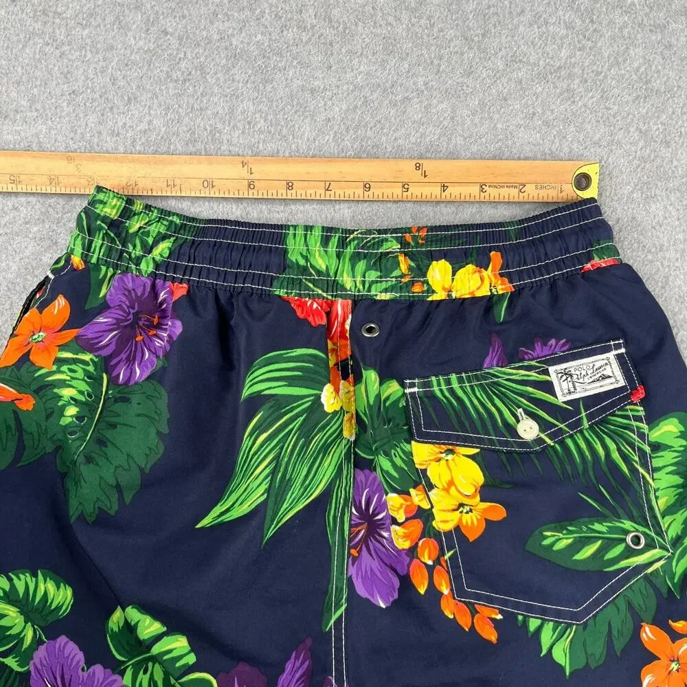 Polo Ralph lauren Lined Hawaiian Print Swim Trunks Bathing Suit Mens Small